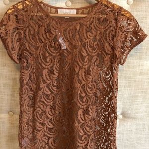 Womens Loft Lace Sheet Blouse